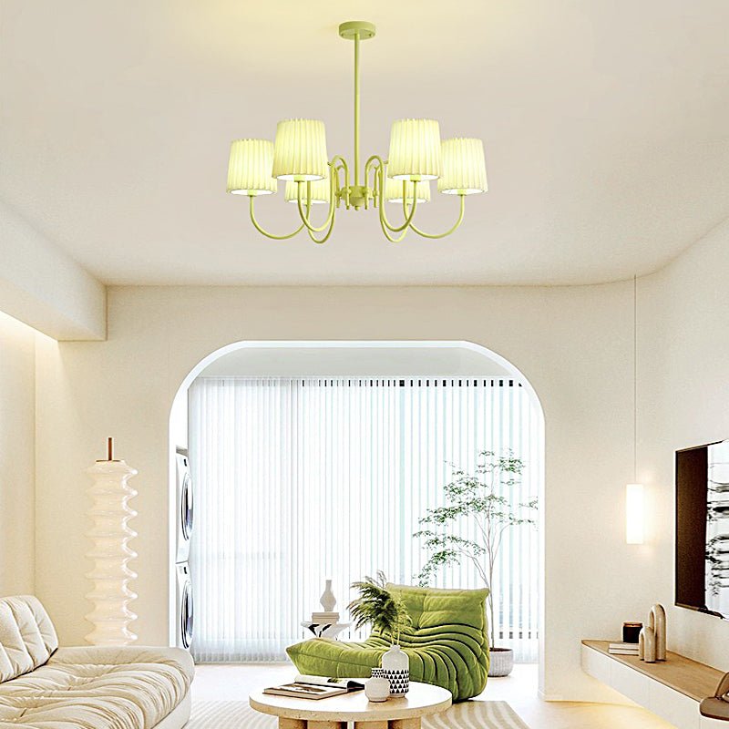 Pleated Fabric Retro Pastoral Green French Style Chandelier
