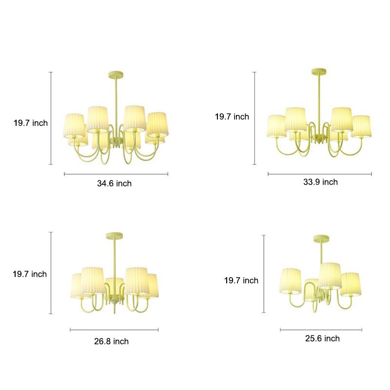 Pleated Fabric Retro Pastoral Green French Style Chandelier