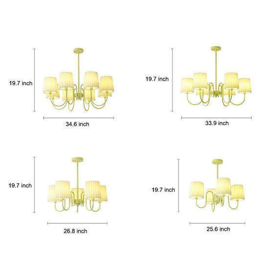 Pleated Fabric Retro Pastoral Green French Style Chandelier