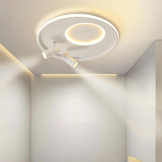 Circle Modern LED Flush Mount Ceiling Light with Dual Spotlights
