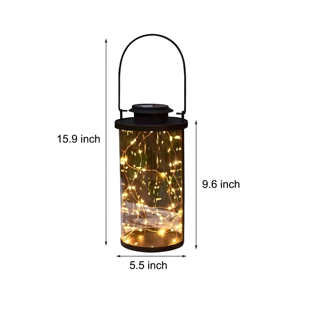 Portable Solar Lanterns Glass Cylinder Firefly Jar LED Lights