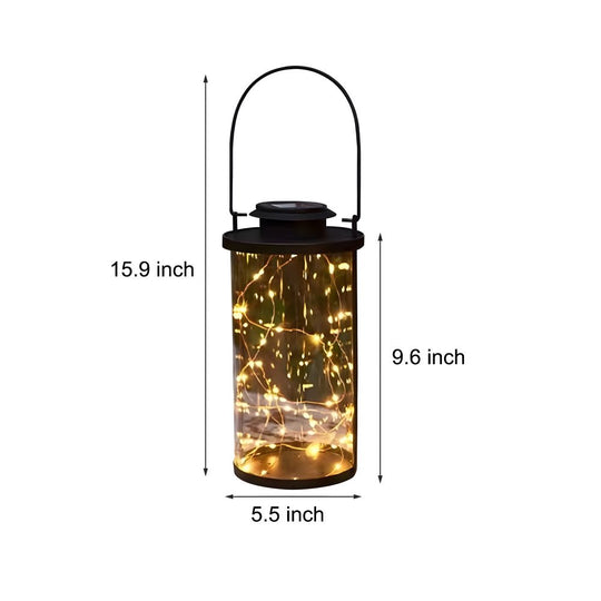 Portable Solar Lanterns Glass Cylinder Firefly Jar LED Lights