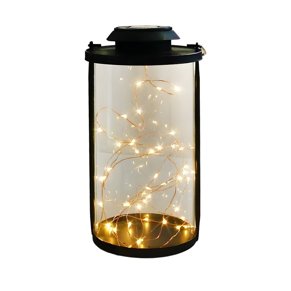 Portable Solar Lanterns Glass Cylinder Firefly Jar LED Lights