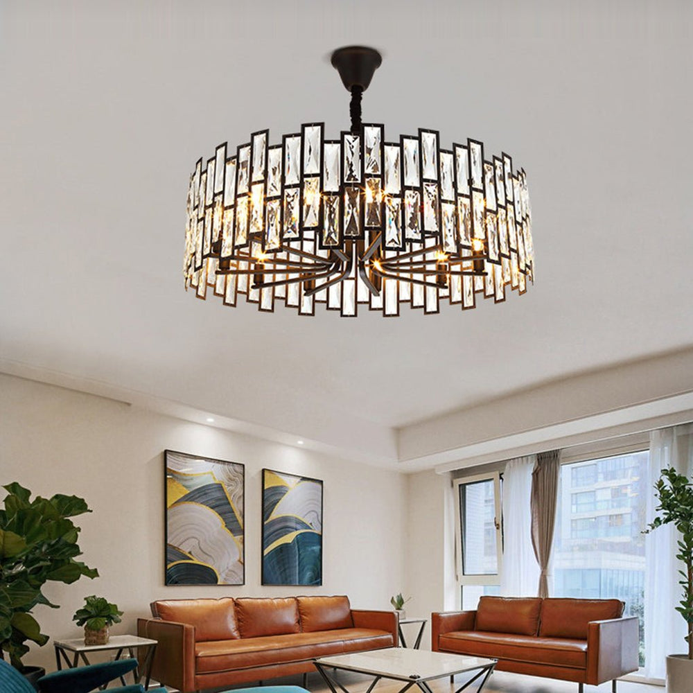 Postmodern Minimalist Living Room Crystal Chandelier with Three-Color LED