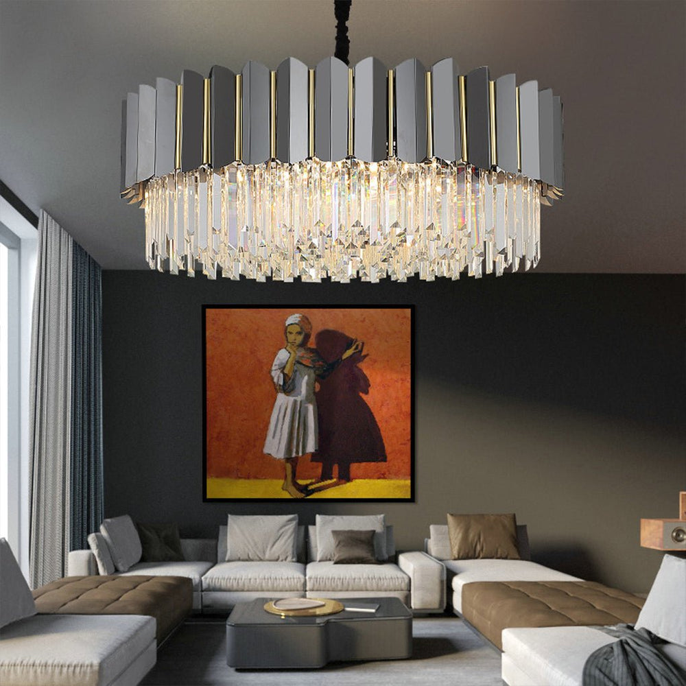 Postmodern Personality Three-color LED Crystal Chandelier for Living Room