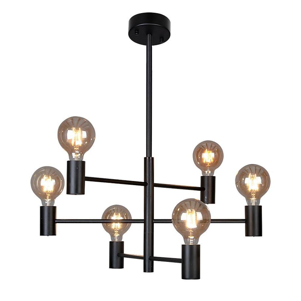 Nordic Black Sputnik Industrial 6-Bulb LED Chandelier