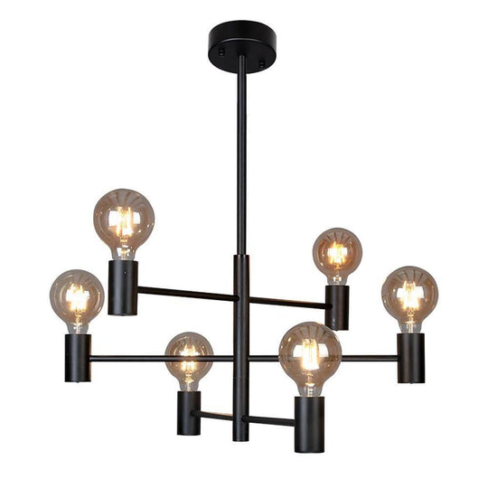 Nordic Black Sputnik Industrial 6-Bulb LED Chandelier