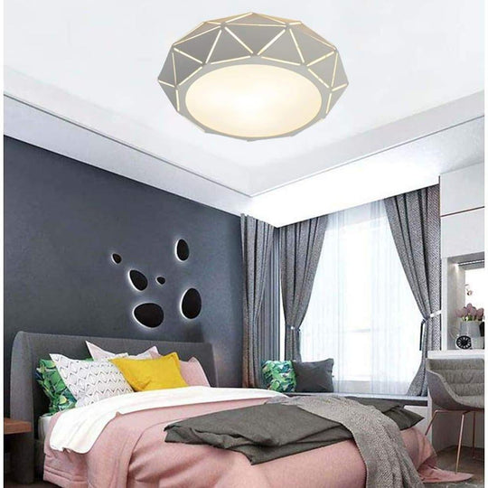 Geometric Drum Shaped LED Modern Flush Mount Ceiling Light