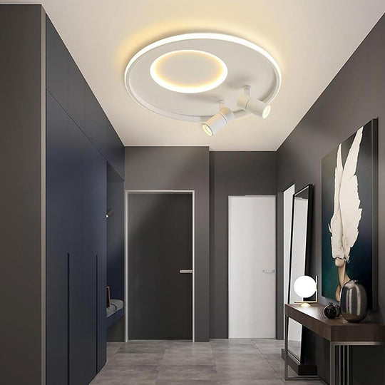 Circle Modern LED Flush Mount Ceiling Light with Dual Spotlights