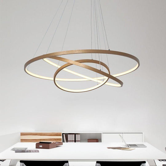3 Ring Interweaved Circle Design Pendant Lighting Aluminum Acrylic LED Ceiling Light