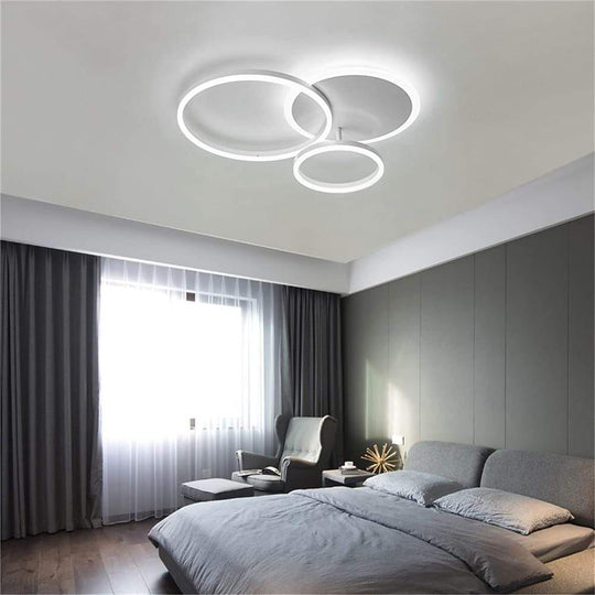 3 Layers LED Modern Circle Flush Mount Light 3 Color Dimmable 26" x 20"