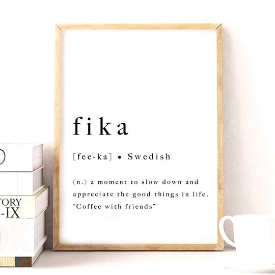 Definition of Fika Minimalist Black White Canvas Wall Art