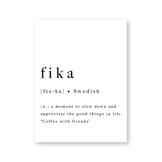 Definition of Fika Minimalist Black White Canvas Wall Art