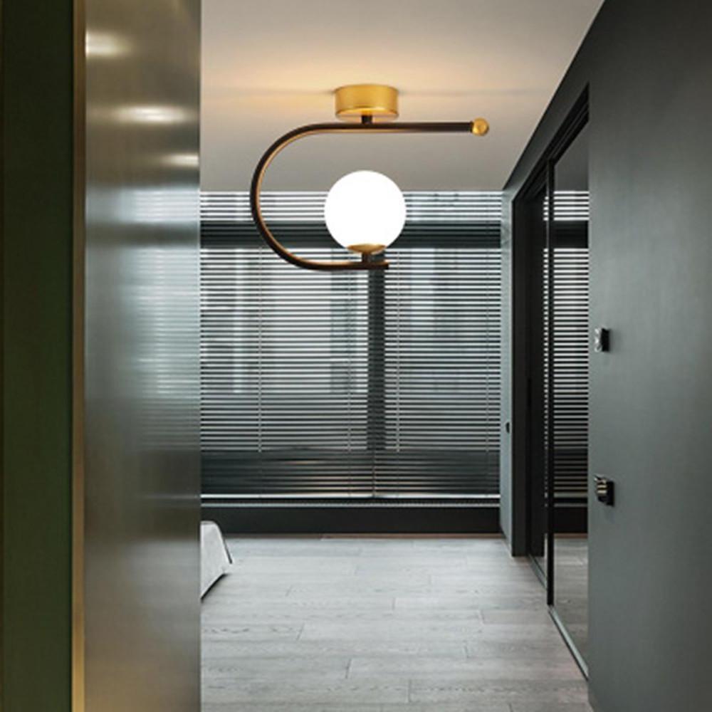 Black Flush Mount Ceiling Light – Curved Globe Traditional Design