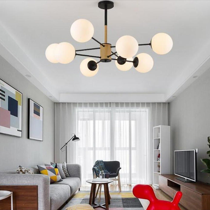 6-Light LED Glass & Metal Modern Chandelier for Kitchen Island Lighting