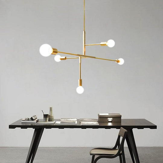5 Light LED Artistic Glass and Metal Sputnik Chandelier