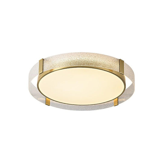 Circular Glass Copper LED Nordic Flush Mount Ceiling Light