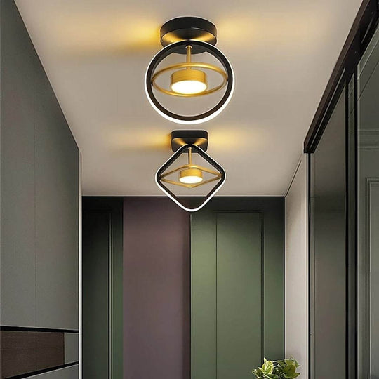 Circle Square Dimmable LED Modern Entry Ceiling Light – Flush Mount