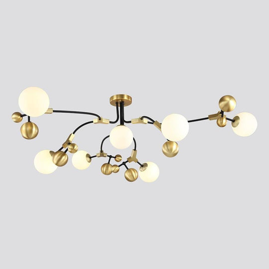 Gold Sputnik 7-Light LED Chandelier with Glass Shades