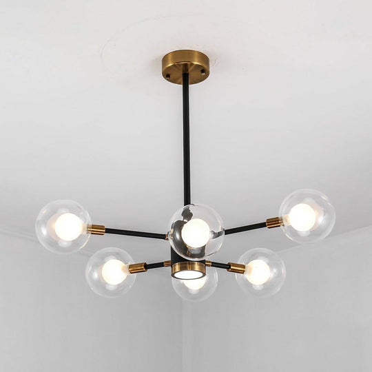 6-Light LED Glass & Metal Modern Chandelier for Kitchen Island Lighting
