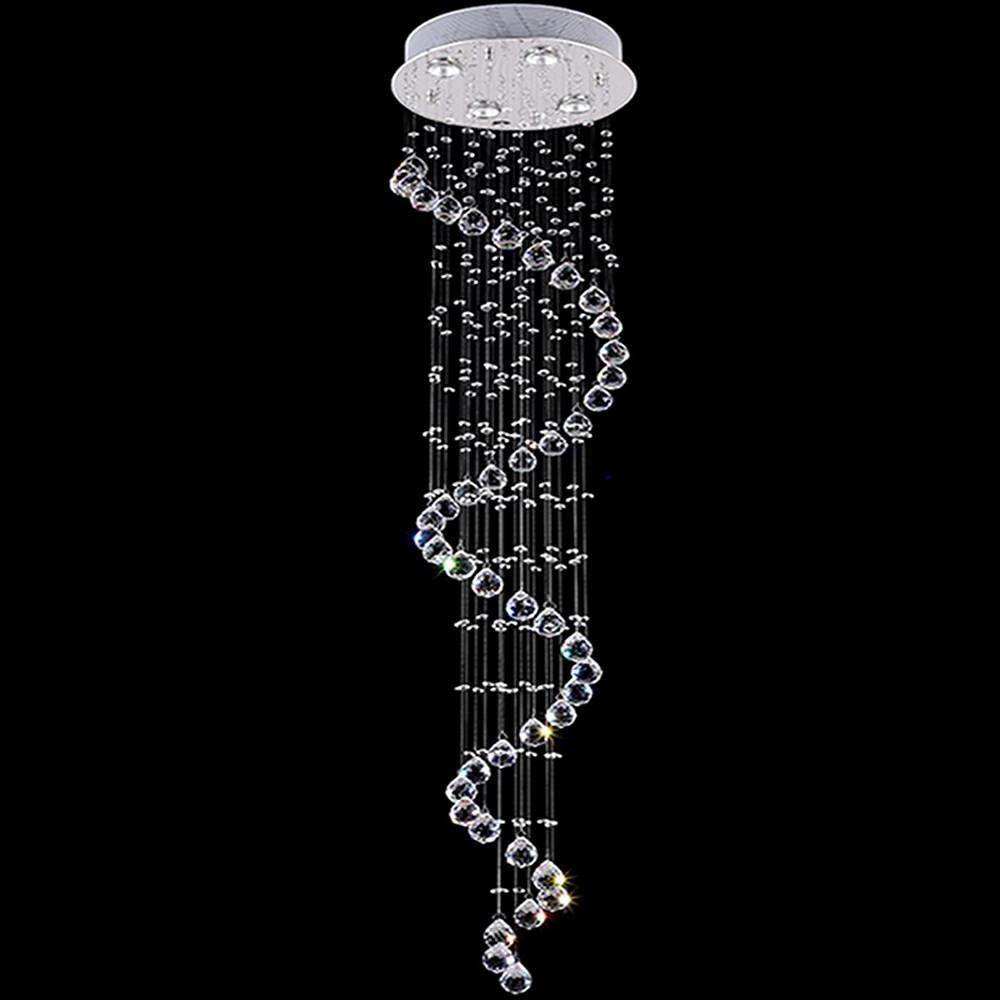 Multi-Spiral Contemporary Metal Crystal Chandelier