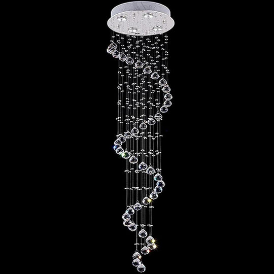 Multi-Spiral Contemporary Metal Crystal Chandelier