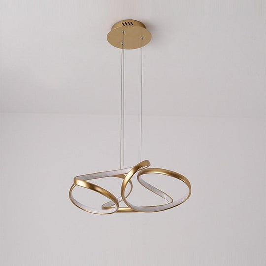Interwoven Wave Design Gold Sputnik Chandelier – Metal Ceiling Light