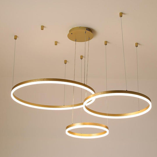 3 Ring Modern Gold Coffee Electroplated Dining Room Chandelier