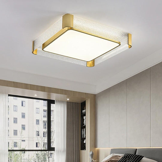 Circular Glass Copper LED Nordic Flush Mount Ceiling Light