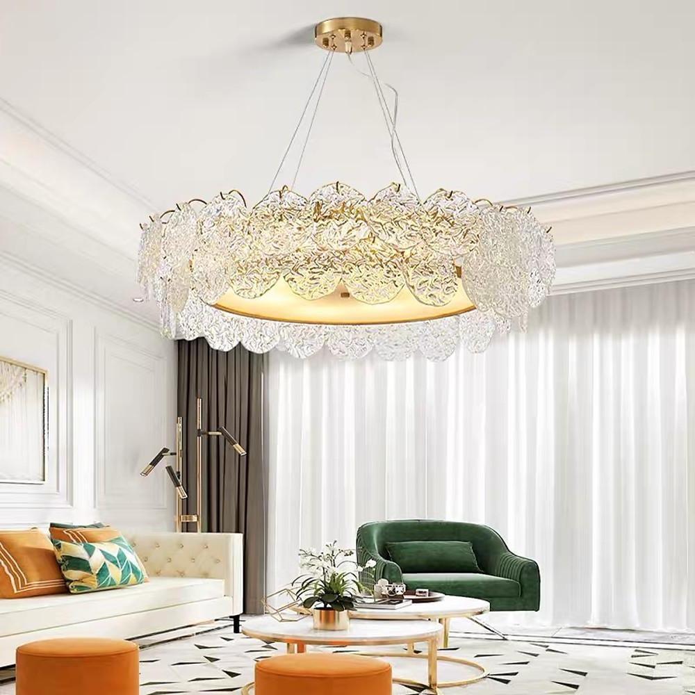 Shell-Inspired Glass and Acrylic LED Chandelier