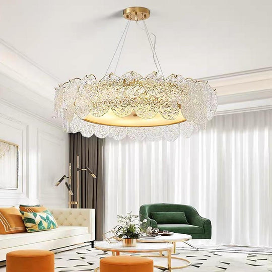Shell-Inspired Glass and Acrylic LED Chandelier