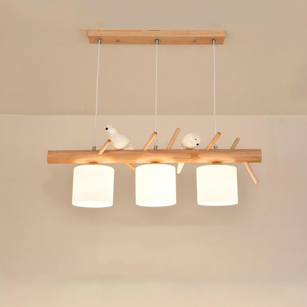 Rustic Adjustable Wood and Glass Pendant Light