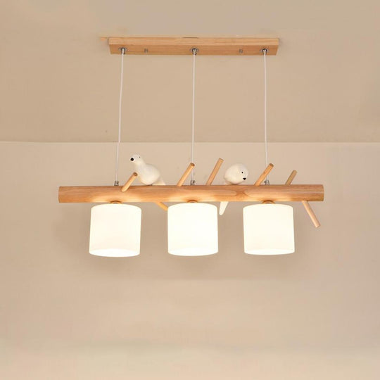 Rustic Adjustable Wood and Glass Pendant Light