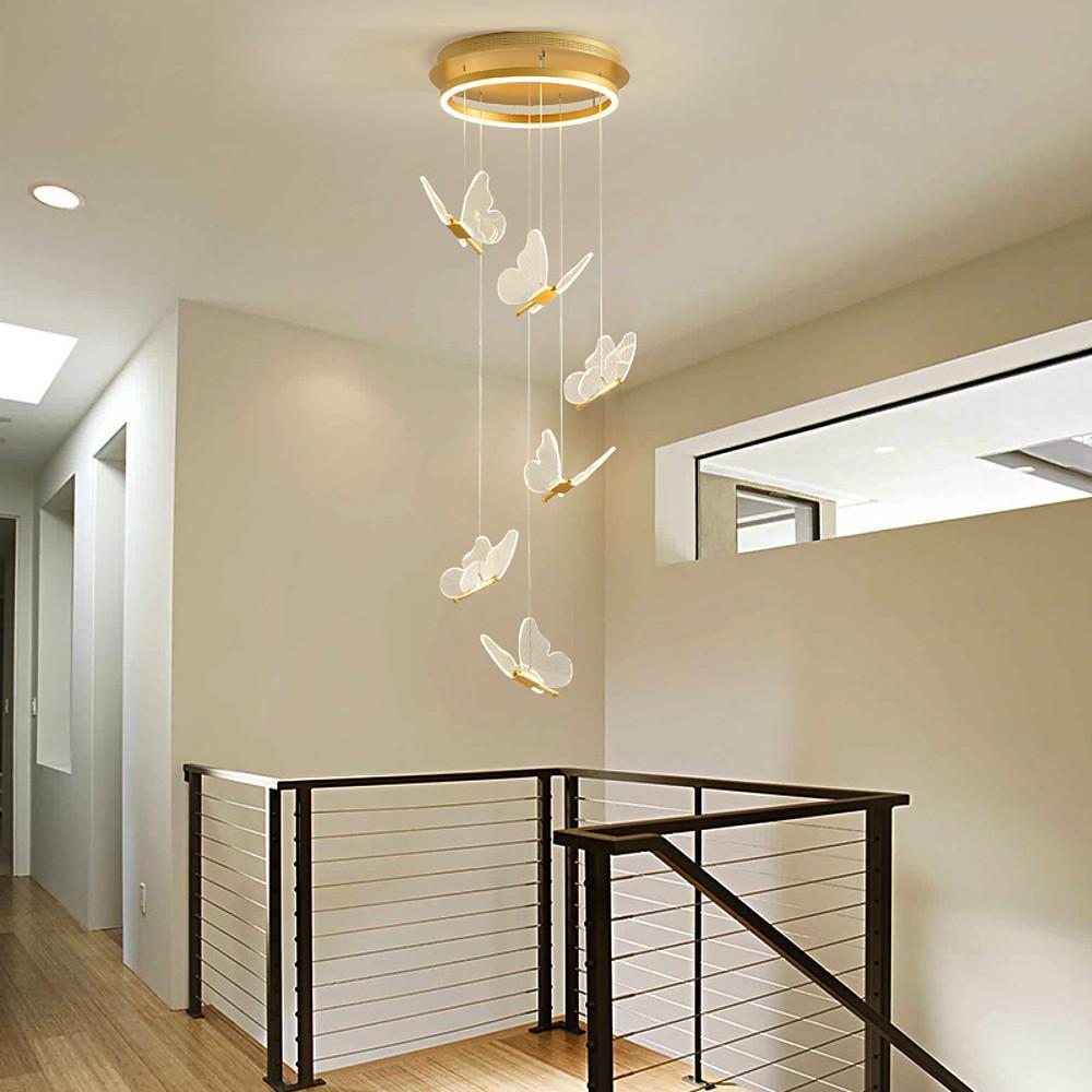 Butterfly Shapes – Acrylic Metal LED Pendant Chandelier for Living Rooms and High Ceilings