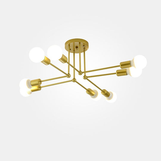 8-Light Modern Linear Gold Flush Mount LED Ceiling Light