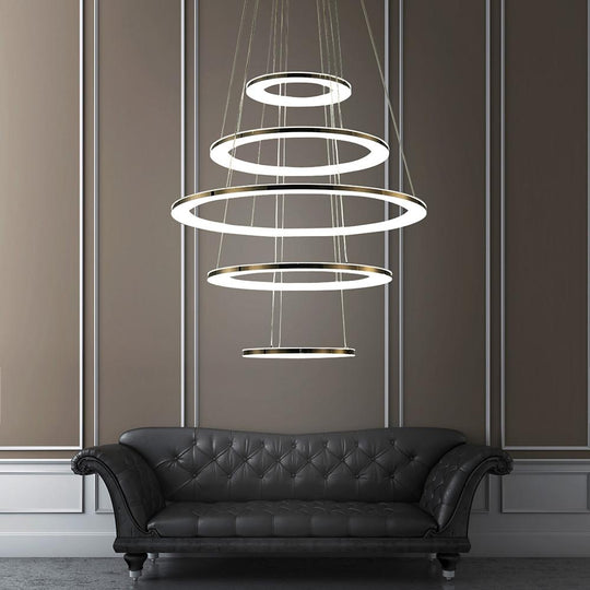 Adjustable Contemporary 5-Tier LED Modern Pendant Chandelier