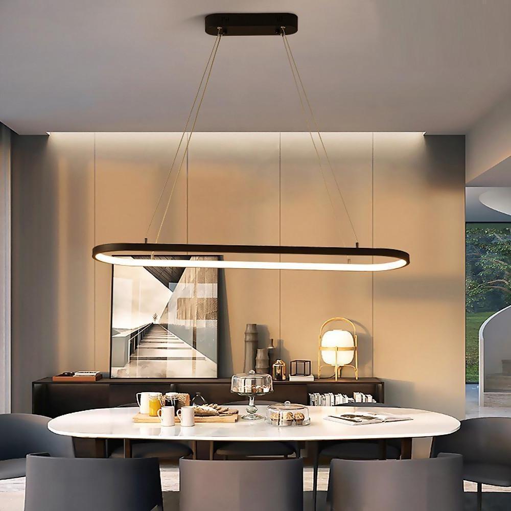 Rounded Rectangular Aluminum LED Chandelier Ceiling Light