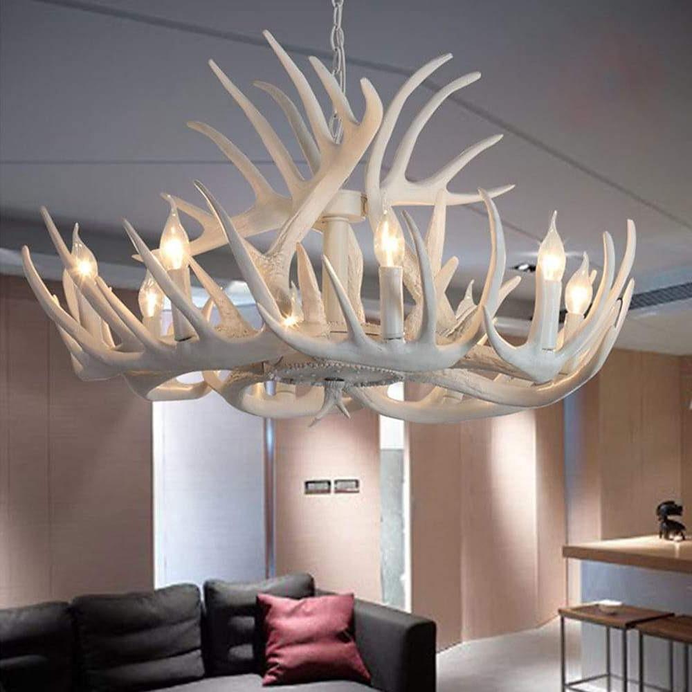 Vintage White Antler LED Chandelier – 4 / 6 / 8 Lights