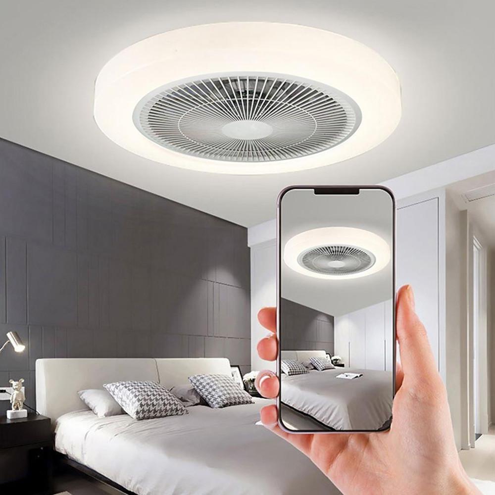 Rounded Linear Flush Mount Bladeless Ceiling Fan with LED Light