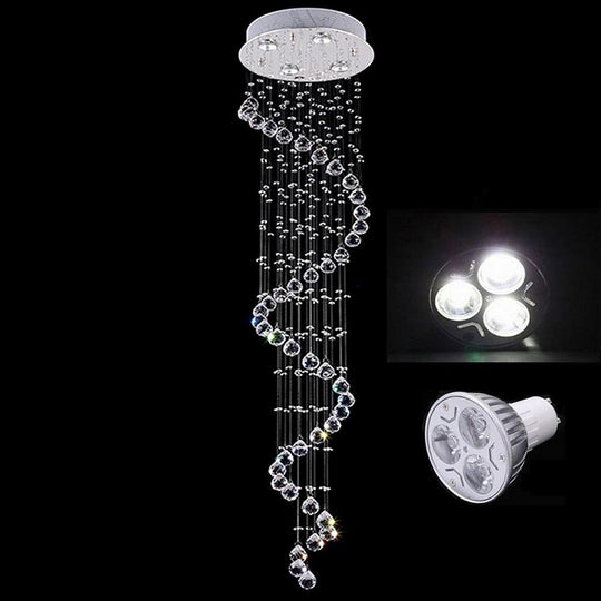 Multi-Spiral Contemporary Metal Crystal Chandelier