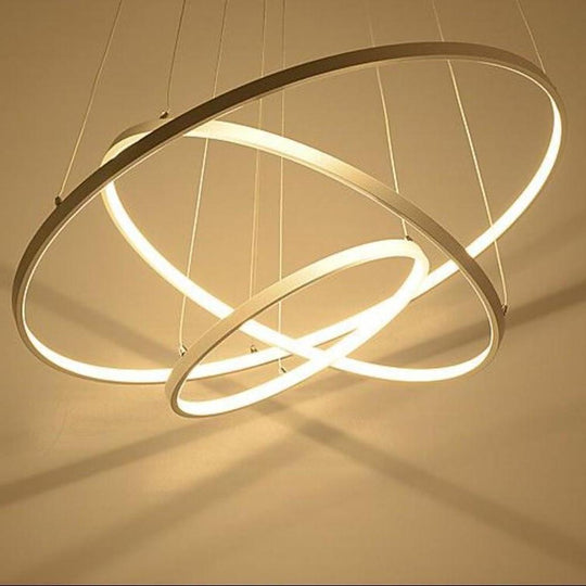 3 Ring Interweaved Circle Design Pendant Lighting Aluminum Acrylic LED Ceiling Light