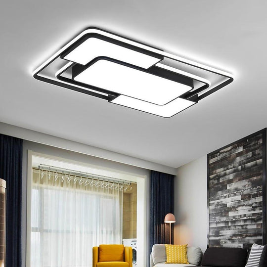 Square LED – Geometric Overlay Flush Mount Ceiling Light for Bedroom and Living Spaces