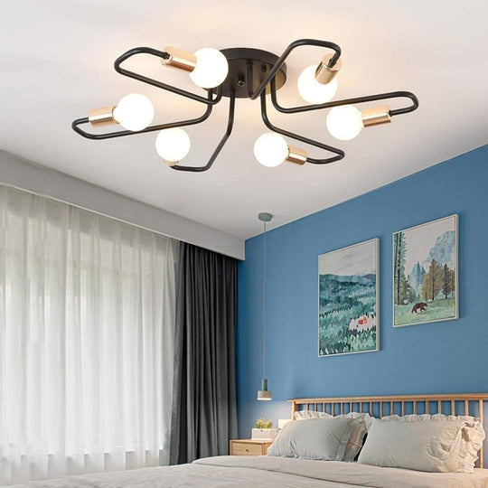 Linear Metal Flower Shaped LED Modern Flush Mount Ceiling Light