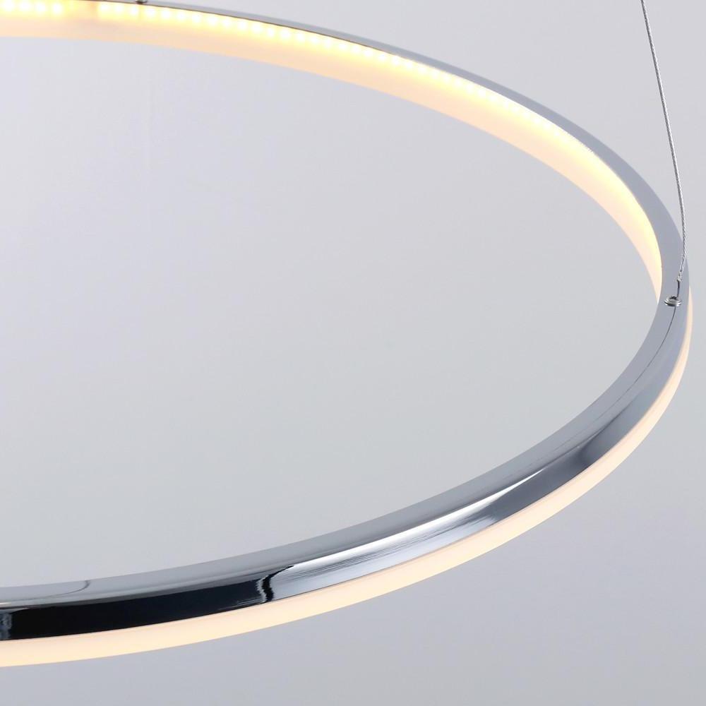 LED Circular Brushed Nickel Modern Pendant Light with Remote