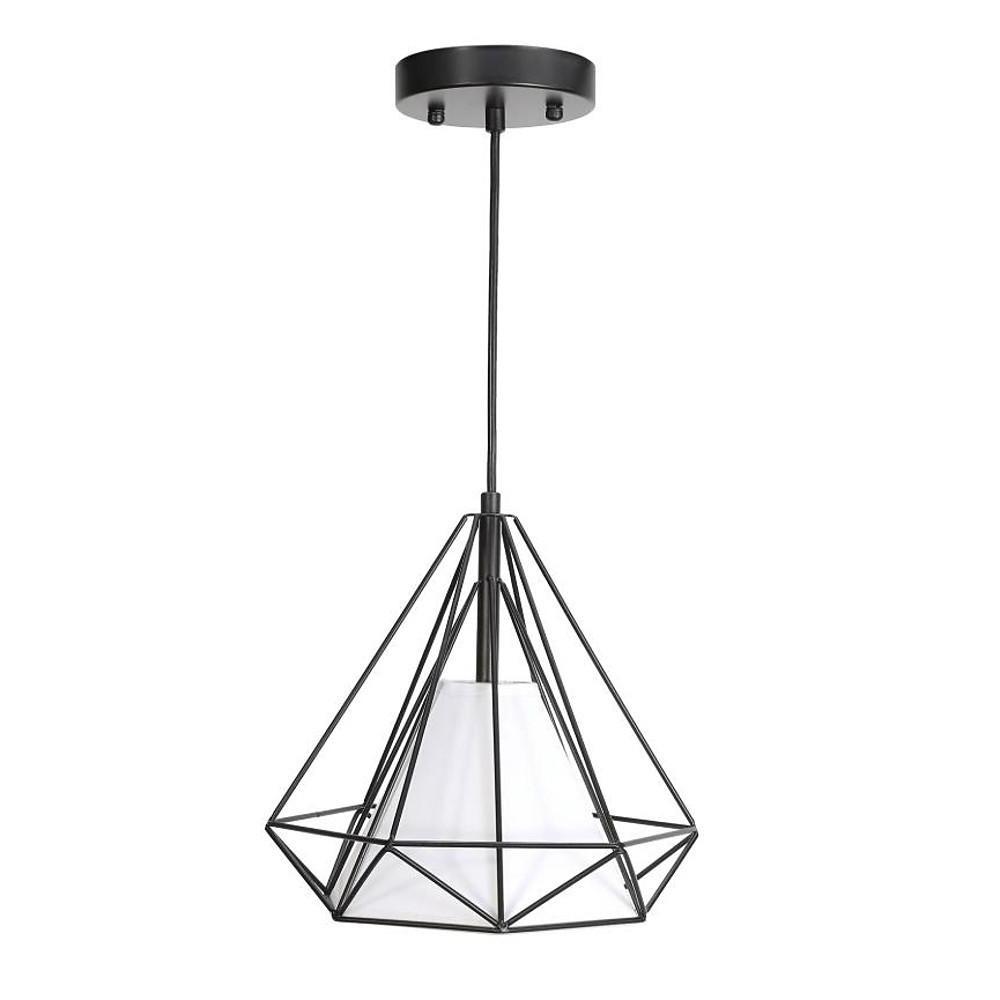 Geometrical Lantern Classic Island Pendant Light Metal Fabric Ceiling Light