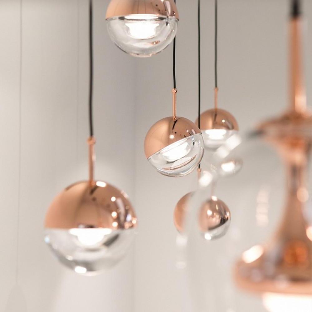 Adjustable Electroplated Metal Crystal Globe LED Pendant Light