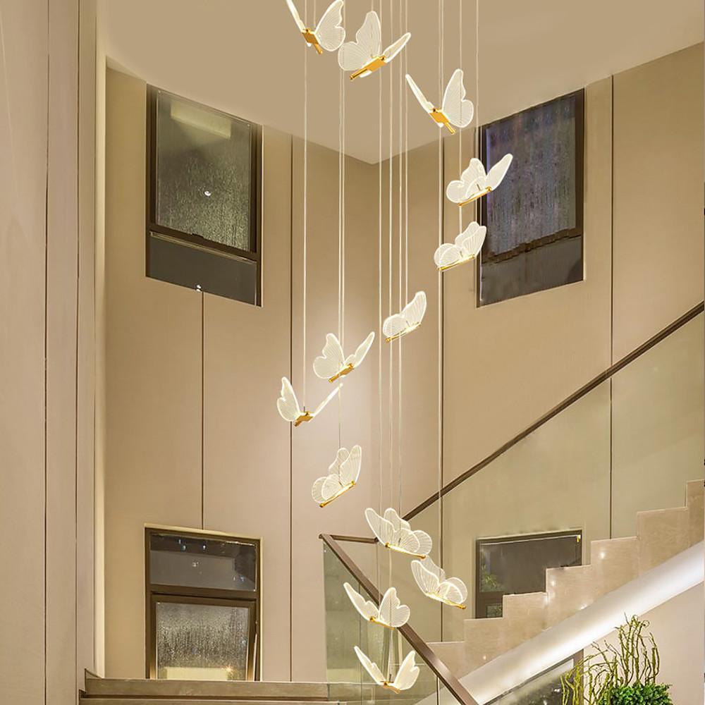 Butterfly Shapes – Acrylic Metal LED Pendant Chandelier for Living Rooms and High Ceilings