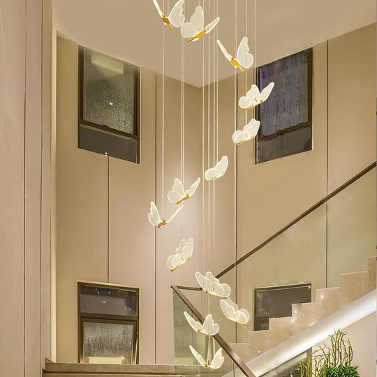 Butterfly Shapes – Acrylic Metal LED Pendant Chandelier for Living Rooms and High Ceilings