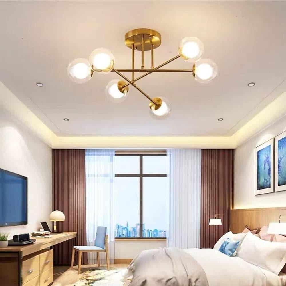 6-Light Glass Sputnik LED Modern Chandelier
