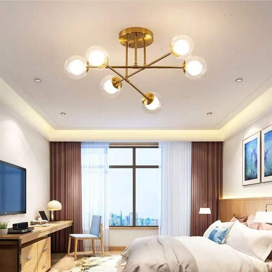 6-Light Glass Sputnik LED Modern Chandelier